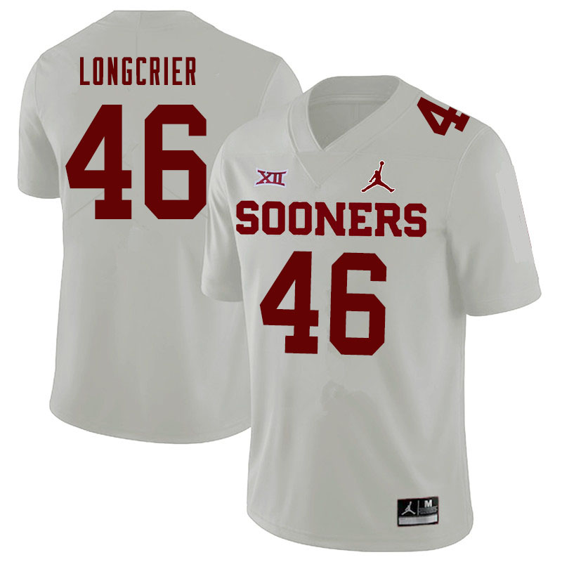 Jordan Brand Men #46 Hunter Longcrier Oklahoma Sooners College Football Jerseys Sale-White